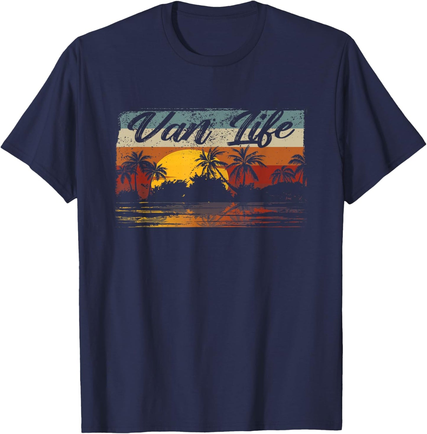 Retro Vintage Van Life is The Real Adventure T-Shirt - T-Shirt | Navy
