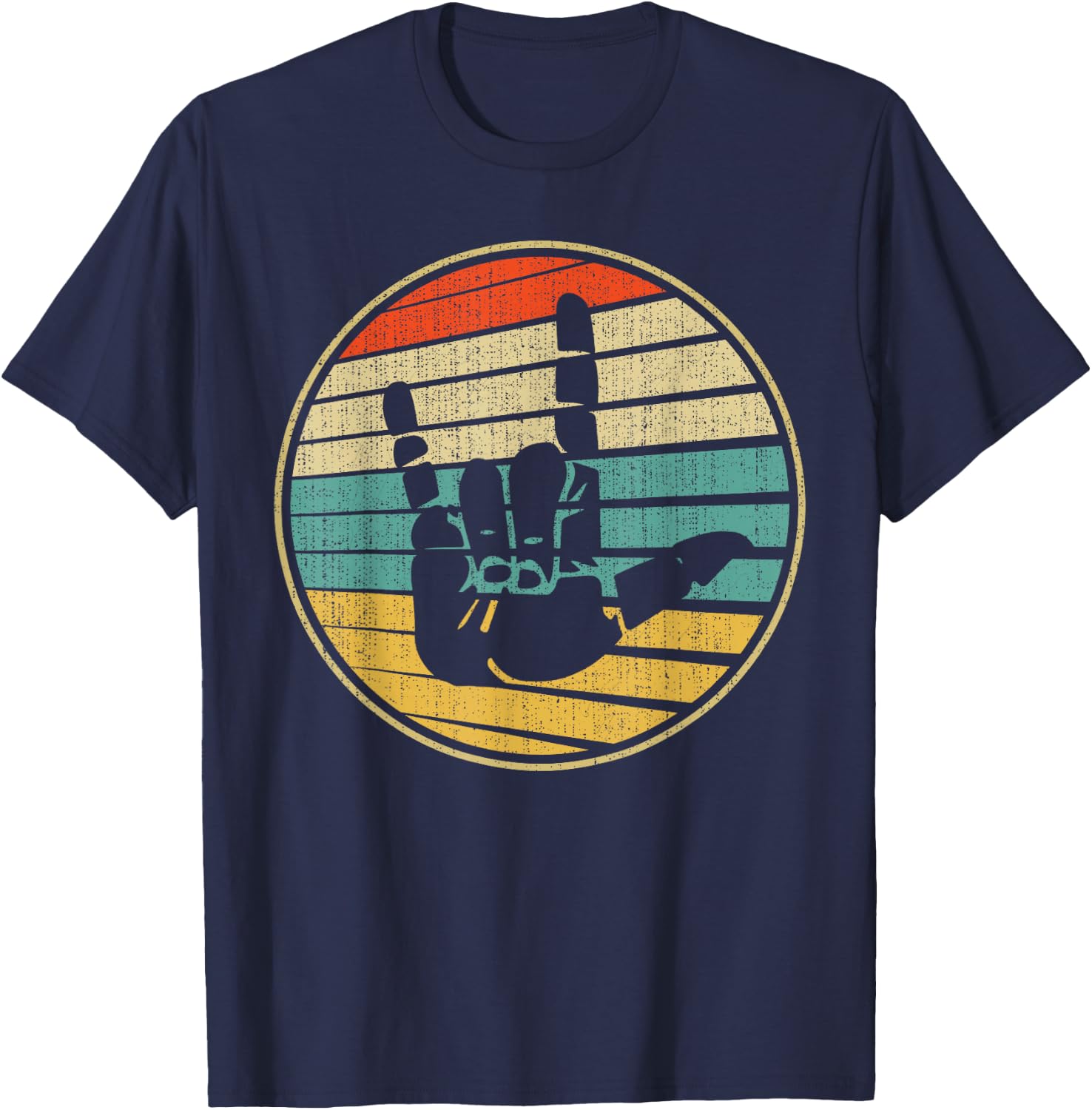 Vintage Retro 70s 80s Interpreter ASL I Love You Hand Sign T-Shirt - T-Shirt | Navy
