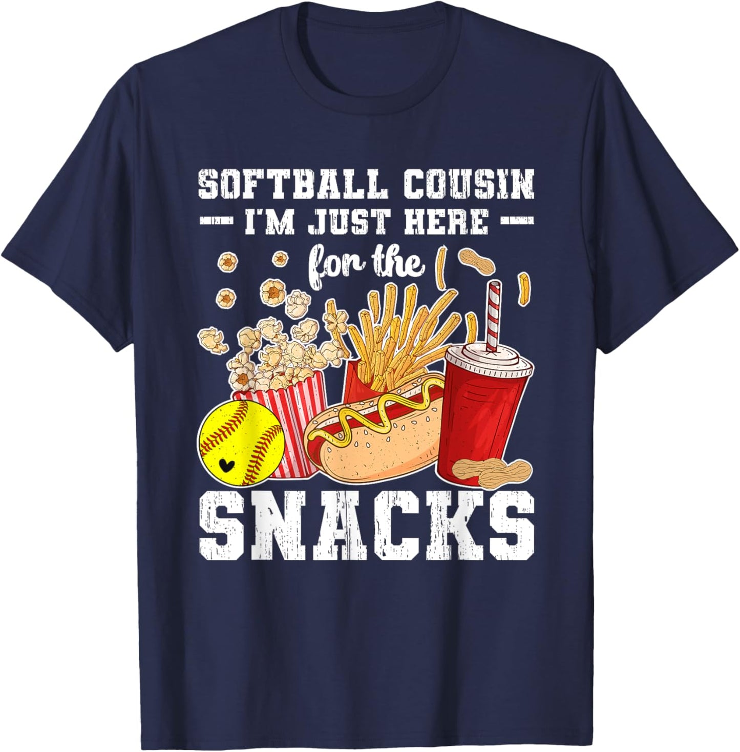 Softball Cousin Funny Cousin Of A Softball Player Cousin T-Shirt - T-Shirt | Navy