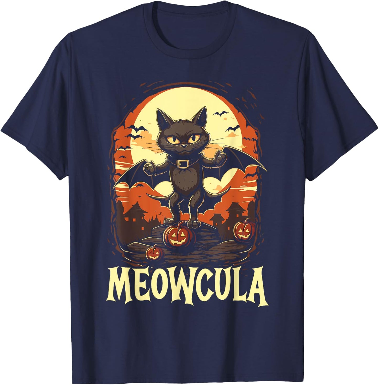 Dracula Halloween Scary Trick Or Treat Spooky Vampire T-Shirt - T-Shirt | Navy