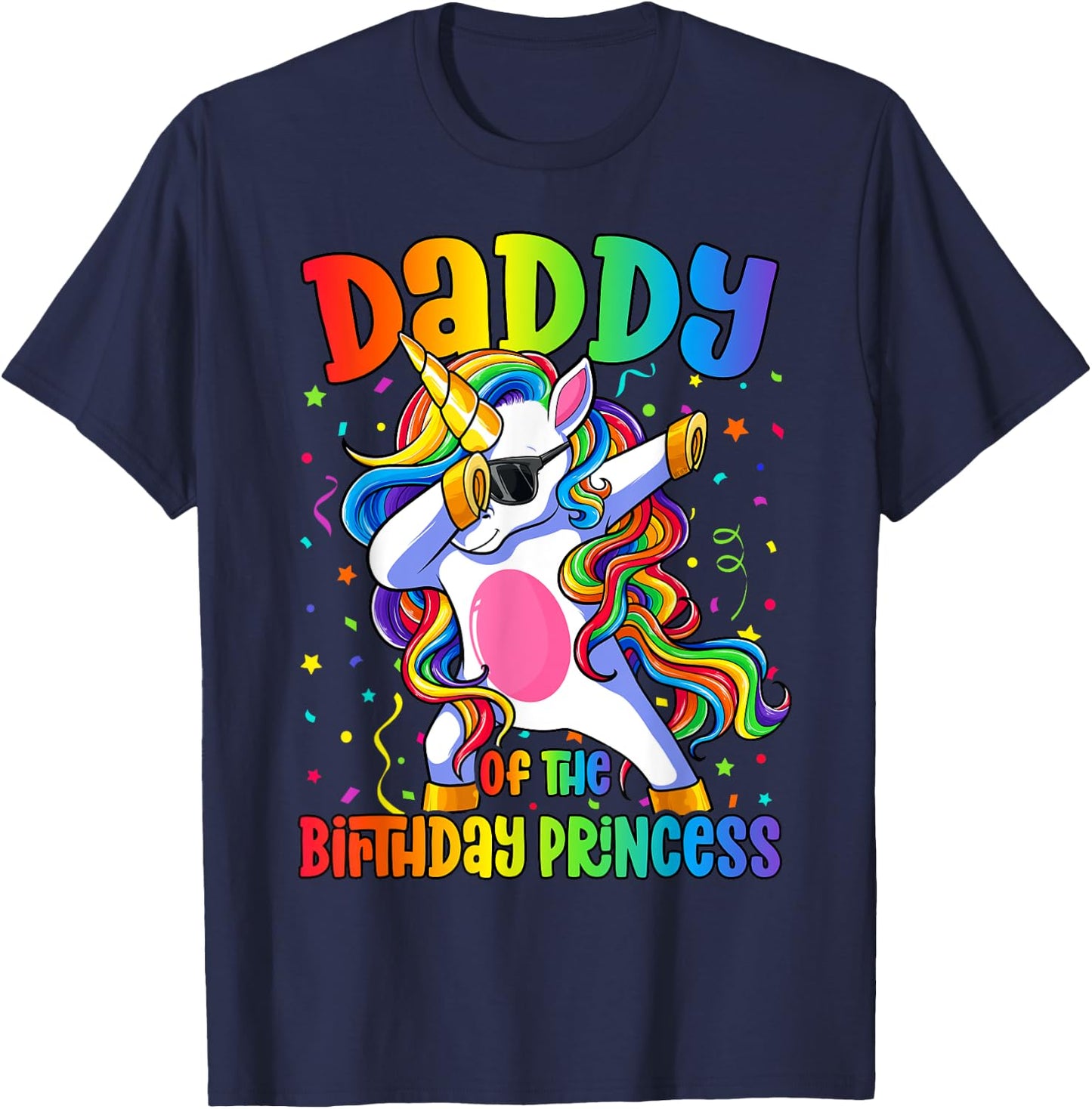 Dad of the Birthday Princess Shirt Men Dab Unicorn Dad T-Shirt - T-Shirt | Navy