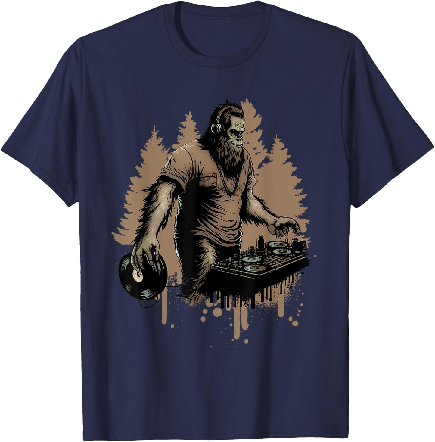 DJ Bigfoot Sasquatch Music lover T-Shirt - T-Shirt | Navy