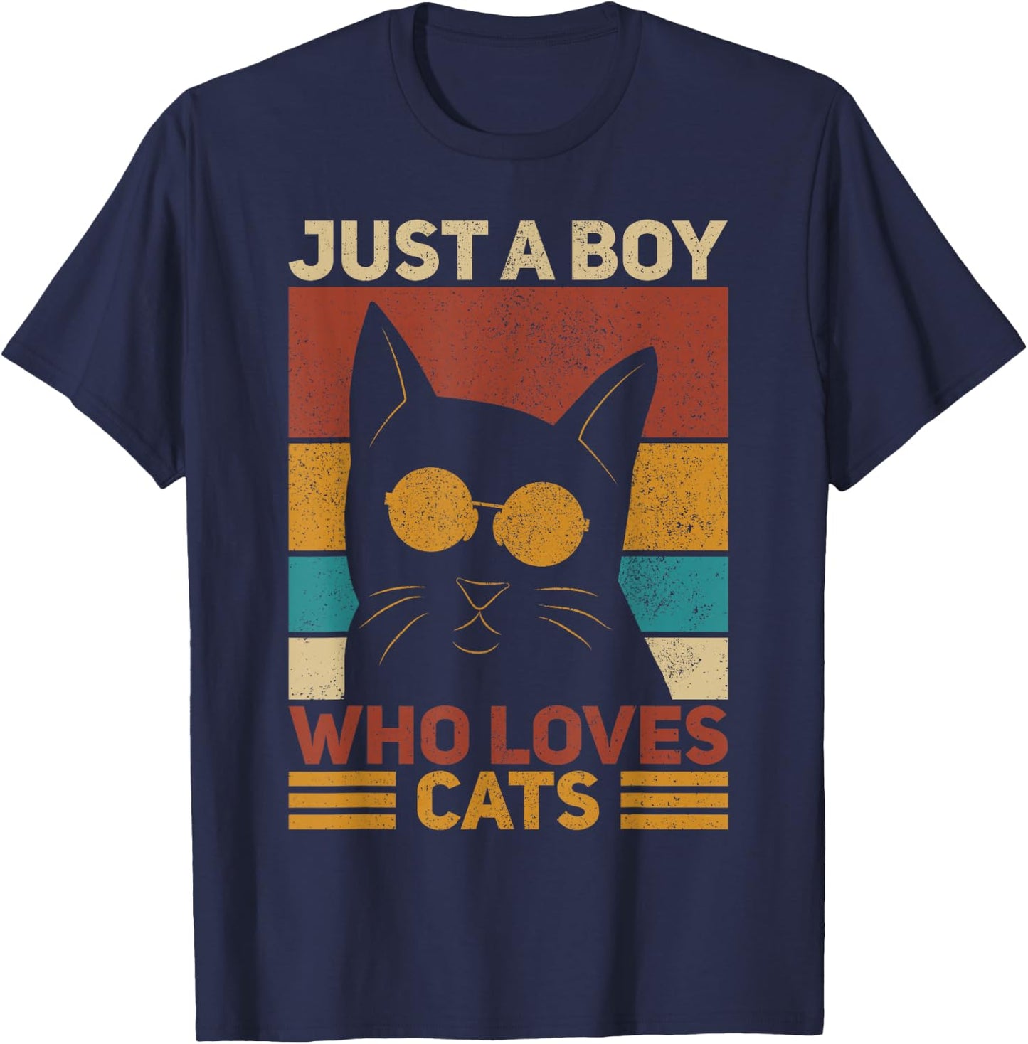 Just A Boy Themed Cat Lover T-Shirt - T-Shirt | Navy