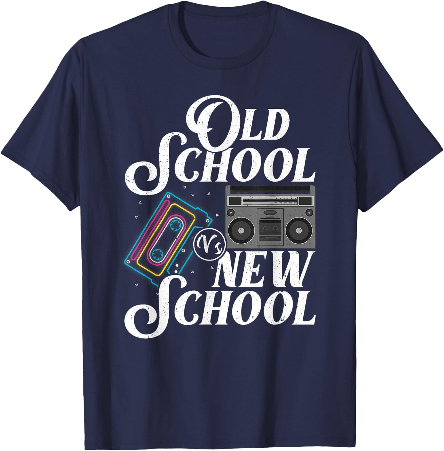 Old school vs new school old school against new school T-Shirt - T-Shirt | Navy