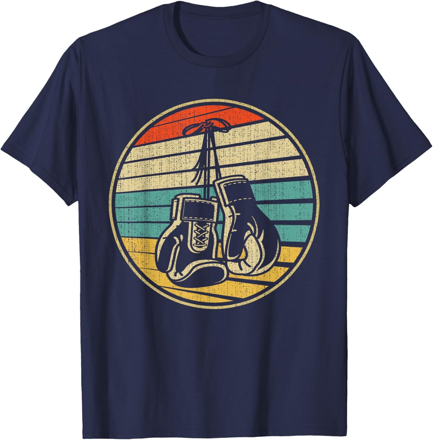 Vintage Retro 60s 70s Style Boxing Gloves Boxer Player Lover T-Shirt - T-Shirt | Navy