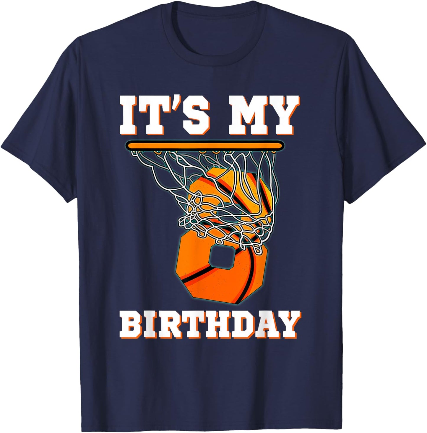 It's My 8th Birthday Basketball Boy Party 8 Years Old T-Shirt - T-Shirt | Navy