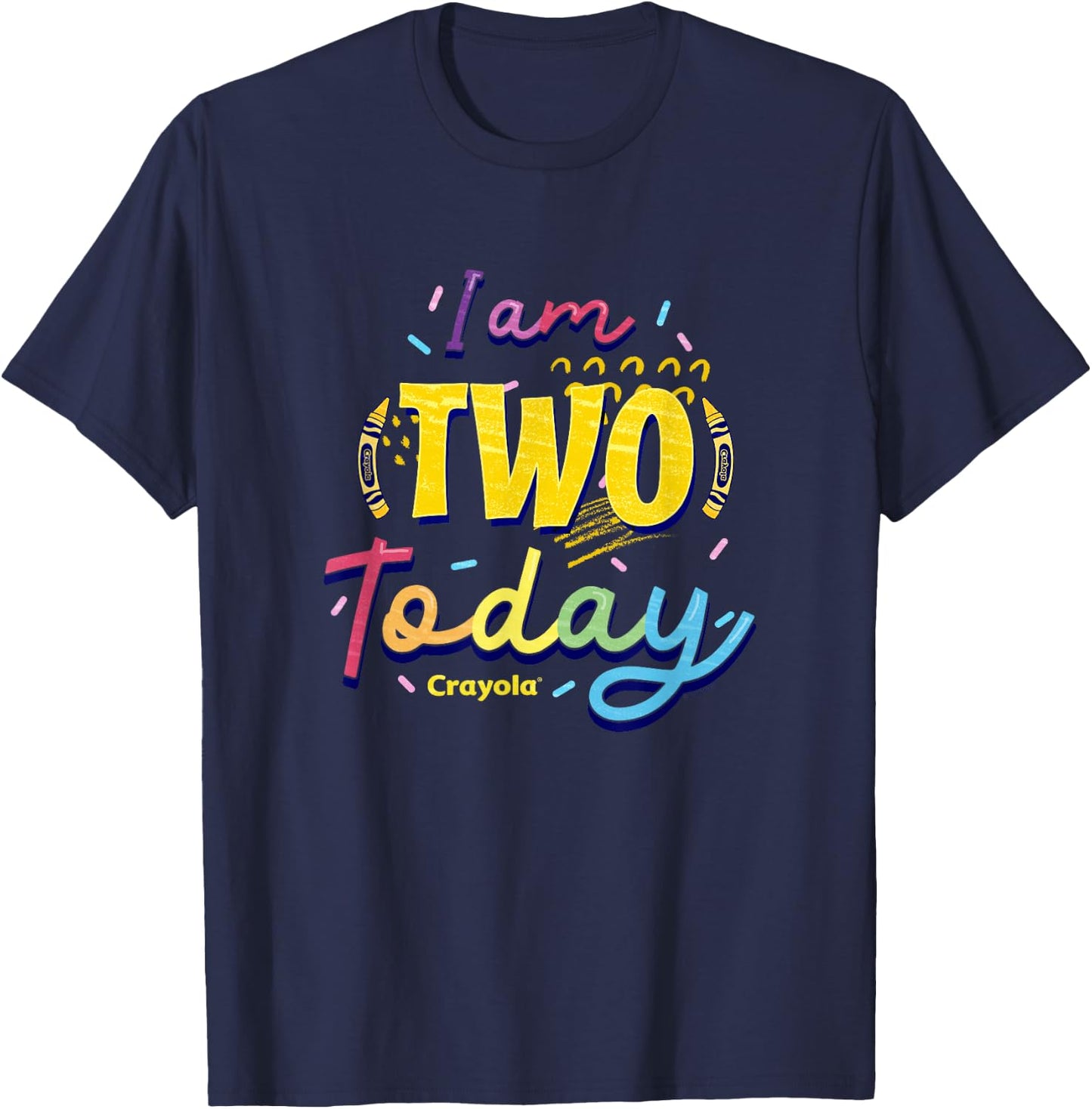 Crayola Birthday I Am Two Today Colorful Celebration Logo T-Shirt - T-Shirt | Navy
