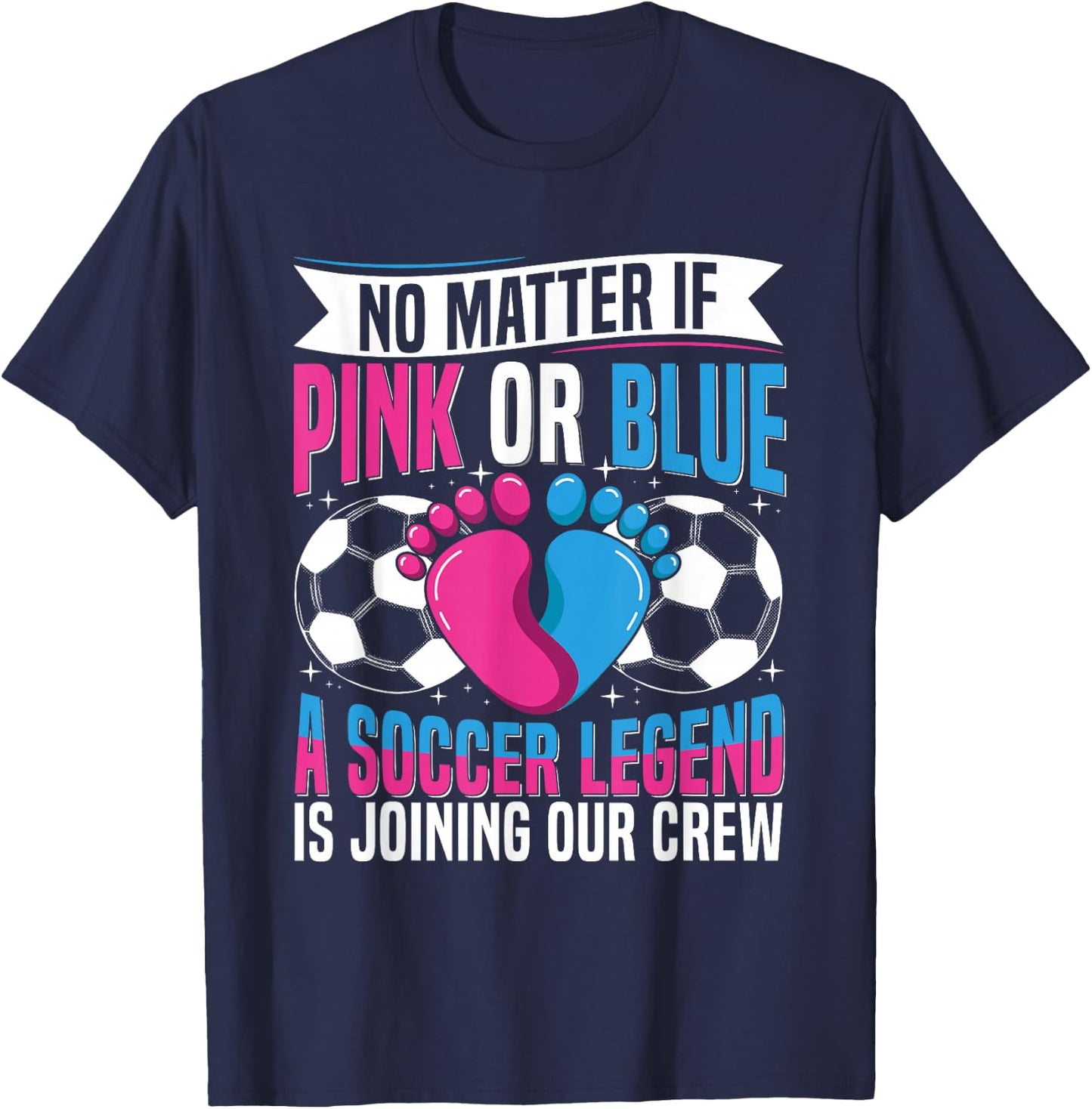 Soccer Themed Gender Reveal Party Design for a Soccer Player T-Shirt - T-Shirt | Navy
