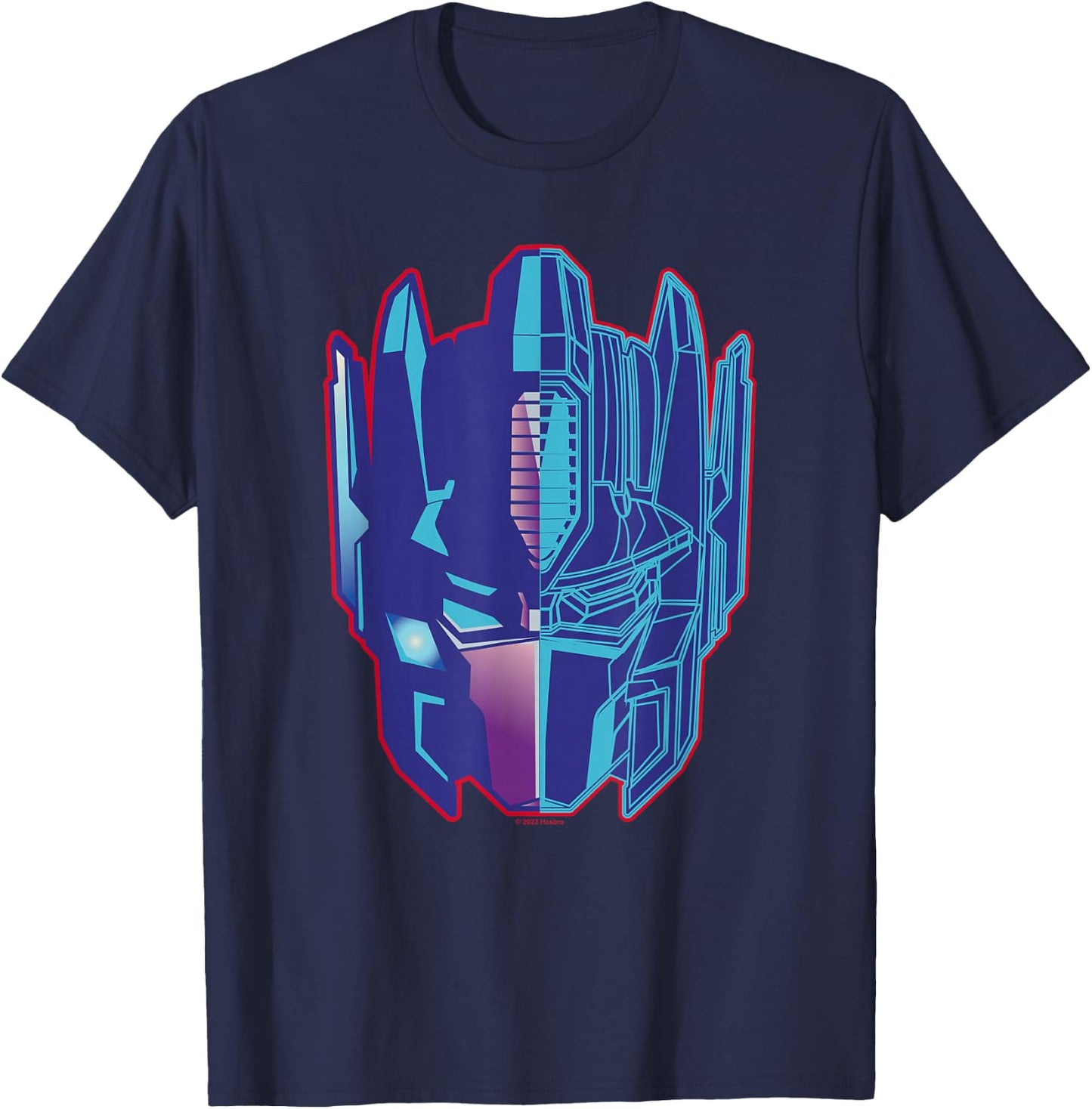 Transformers Optimus Prime Scheme Big Face Logo T-Shirt - T-Shirt | Navy