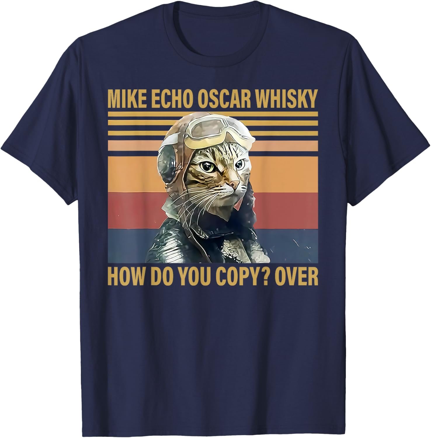 Cat Mike Echo Oscar Whisky How Do You Copy Over Vintage T-Shirt - T-Shirt | Navy