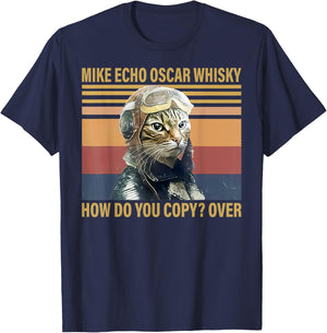 Cat Mike Echo Oscar Whisky How Do You Copy Over Vintage T-Shirt - T-Shirt | Navy