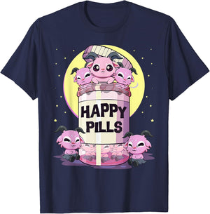 Pastel Goth Kawaii Cute Happy Pills Baphomet T-Shirt - T-Shirt | Navy