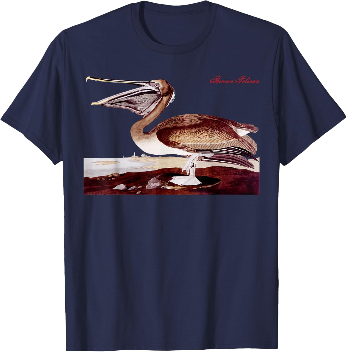 Audubon Brown Pelican North American Birds Education Nature T-Shirt - T-Shirt | Navy