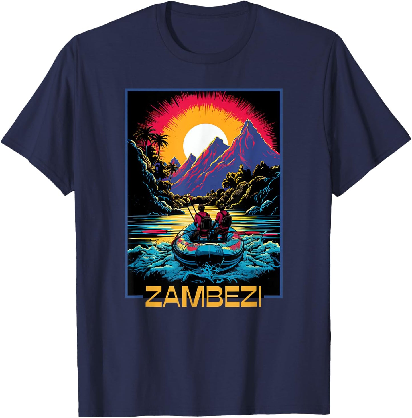 Zambezi River Rafting, Unleash Your Adventure Spirit and Fun T-Shirt - T-Shirt | Navy