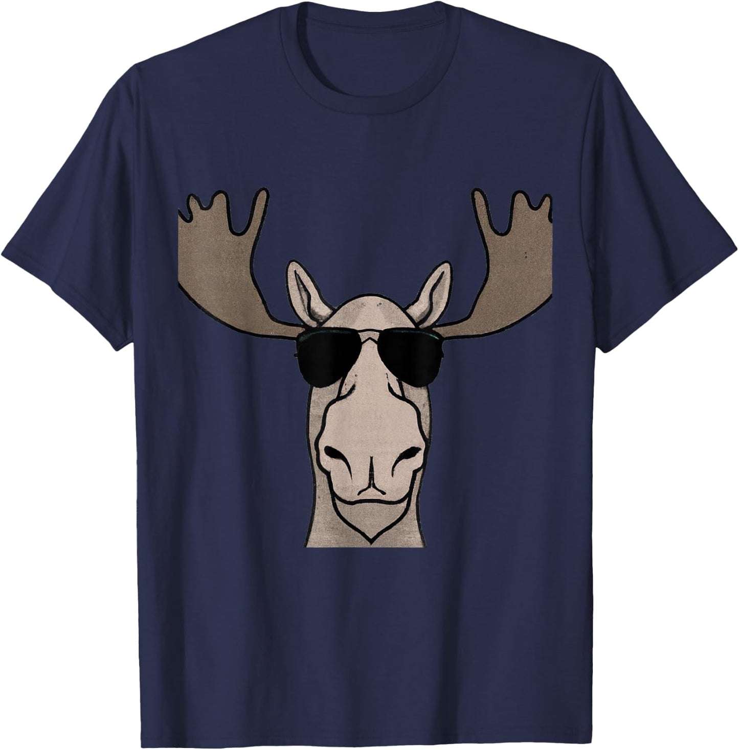 Moose Wearing Sunglasses Shades Retro Vintage Moose T-Shirt - T-Shirt | Navy