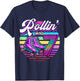 Rollin' into 7 Roller Skating Rink 7th Birthday Party Girls T-Shirt - T-Shirt | Navy