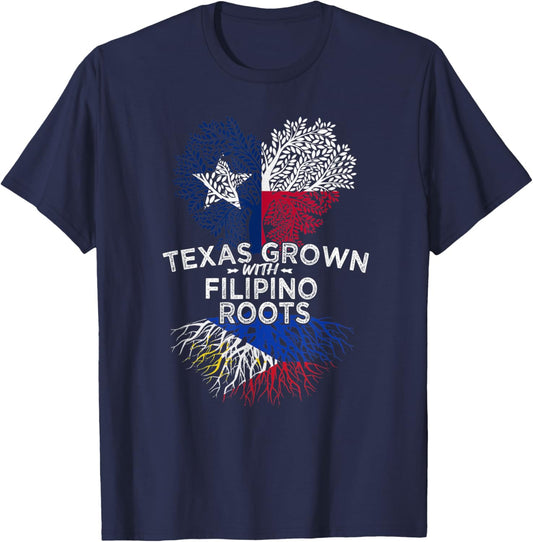 Texas Grown with Filipino Roots T-Shirt - T-Shirt | Navy