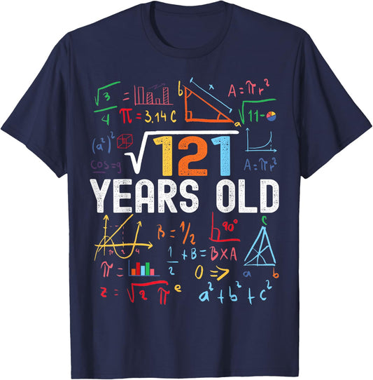 Square Root of 121 11th Birthday 11 Years Old Birthday T-Shirt - T-Shirt | Navy