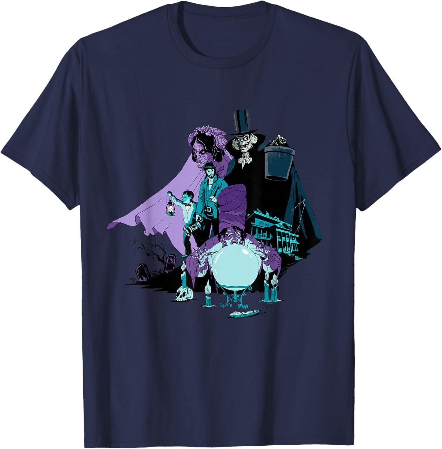 Disney Haunted Mansion Movie Hatbox Ghost Bride Harriet Ben T-Shirt - T-Shirt | Navy