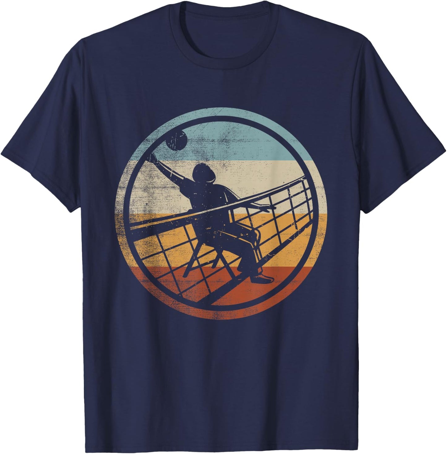 Retro Vintage Volleyballer Design Chair Volleyball T-Shirt - T-Shirt | Navy