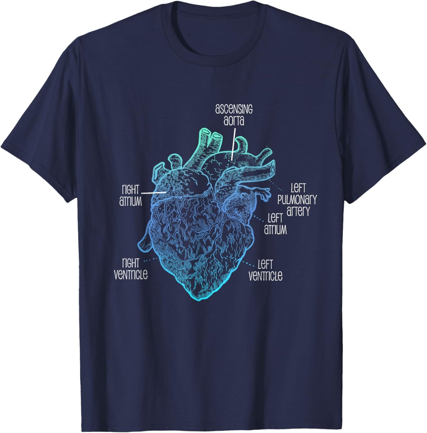Parts Of Heart Cardiology Men Women Anatomical Cardiac T-Shirt - T-Shirt | Navy