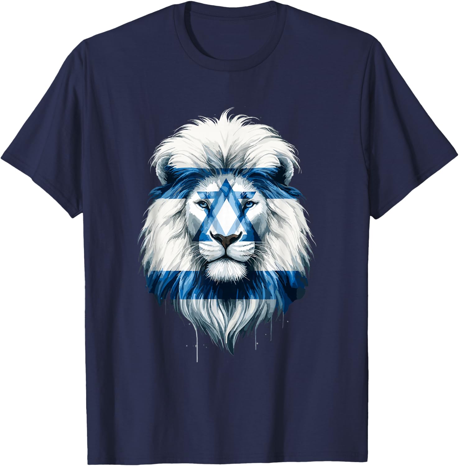 Jewish Israel Flag Lion David Star Yisrael Proud Israelites T-Shirt - T-Shirt | Navy