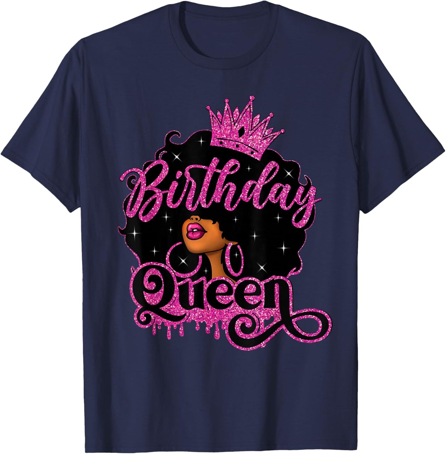 African American Black Queen Birthday Afro Women Girls T-Shirt - T-Shirt | Navy
