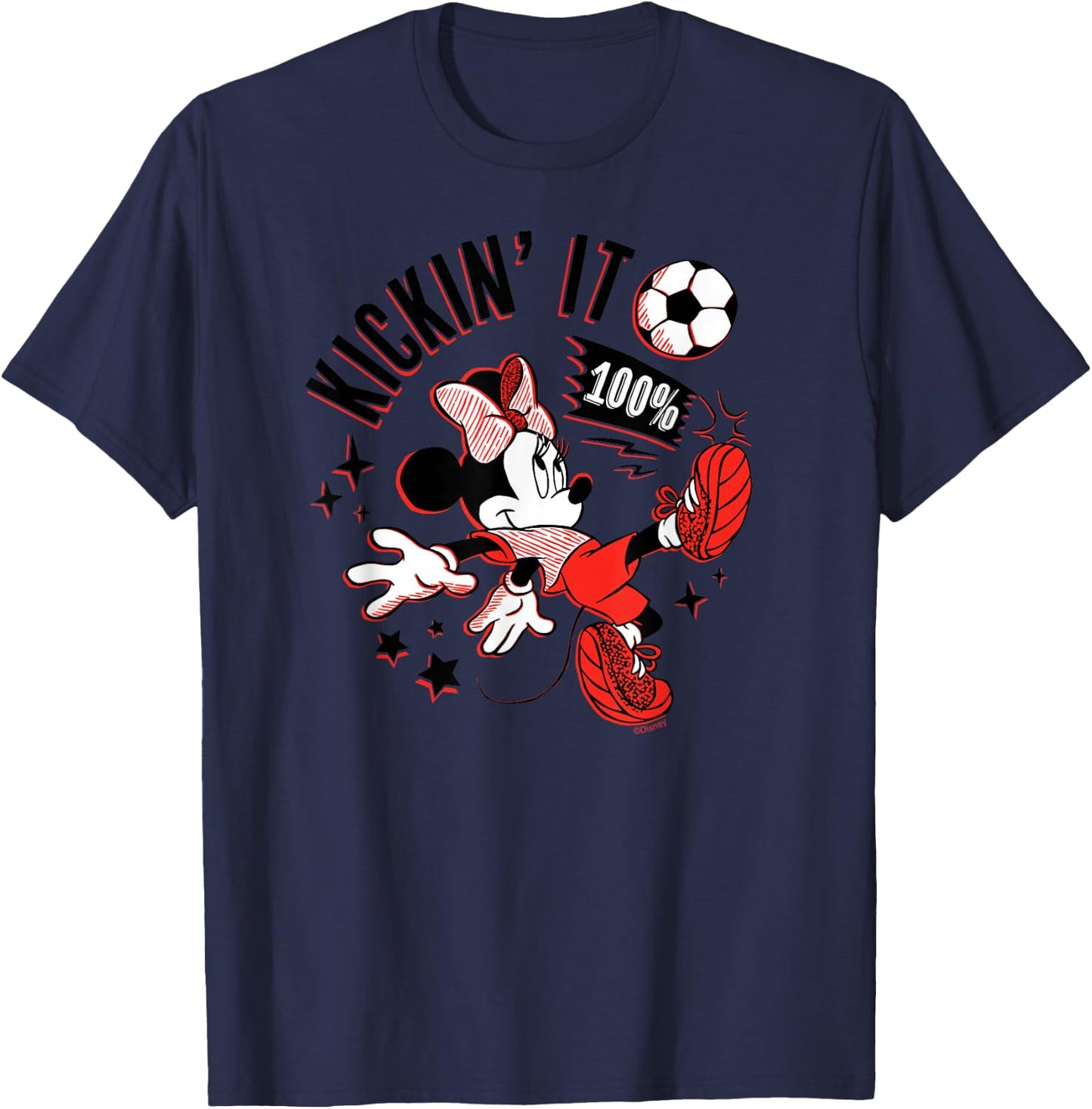 Disney Minnie Mouse Sports Soccer Kickin' It 100% Football T-Shirt - T-Shirt | Navy