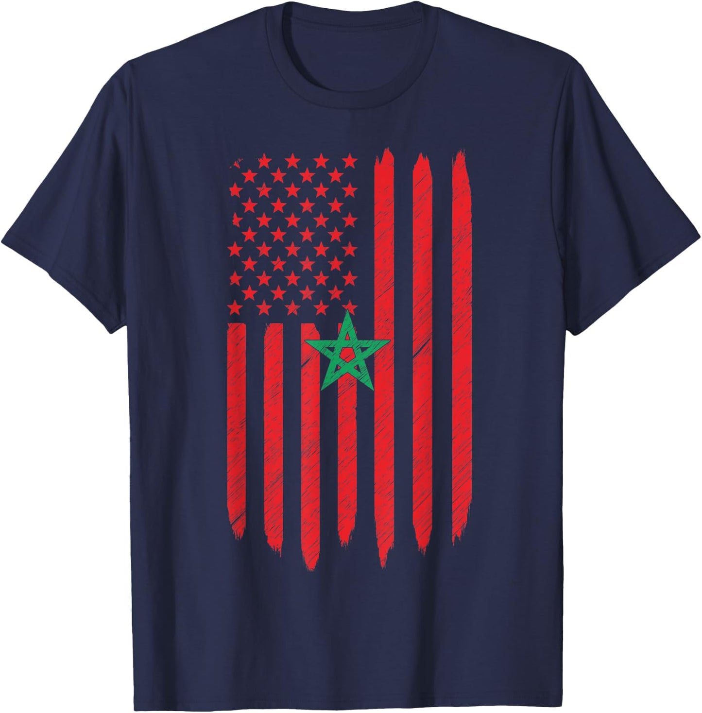 Morocco USA Moroccan American Flag Love Home 4th Of July Kids Men T-Shirt - T-Shirt | Navy