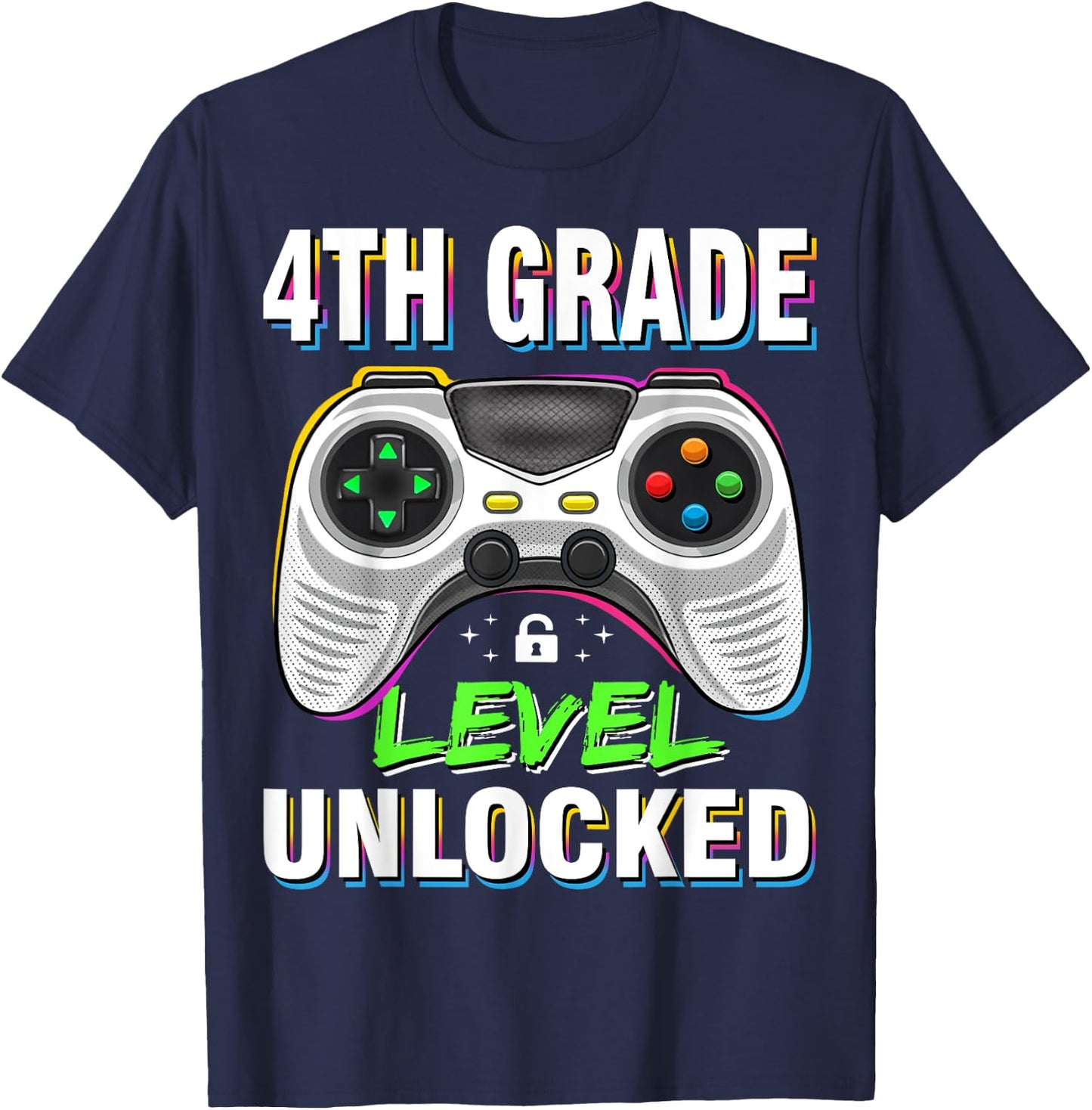 Boys First Day Of 4th Grade Shirt Kids Gaming Back To School T-Shirt - T-Shirt | Navy