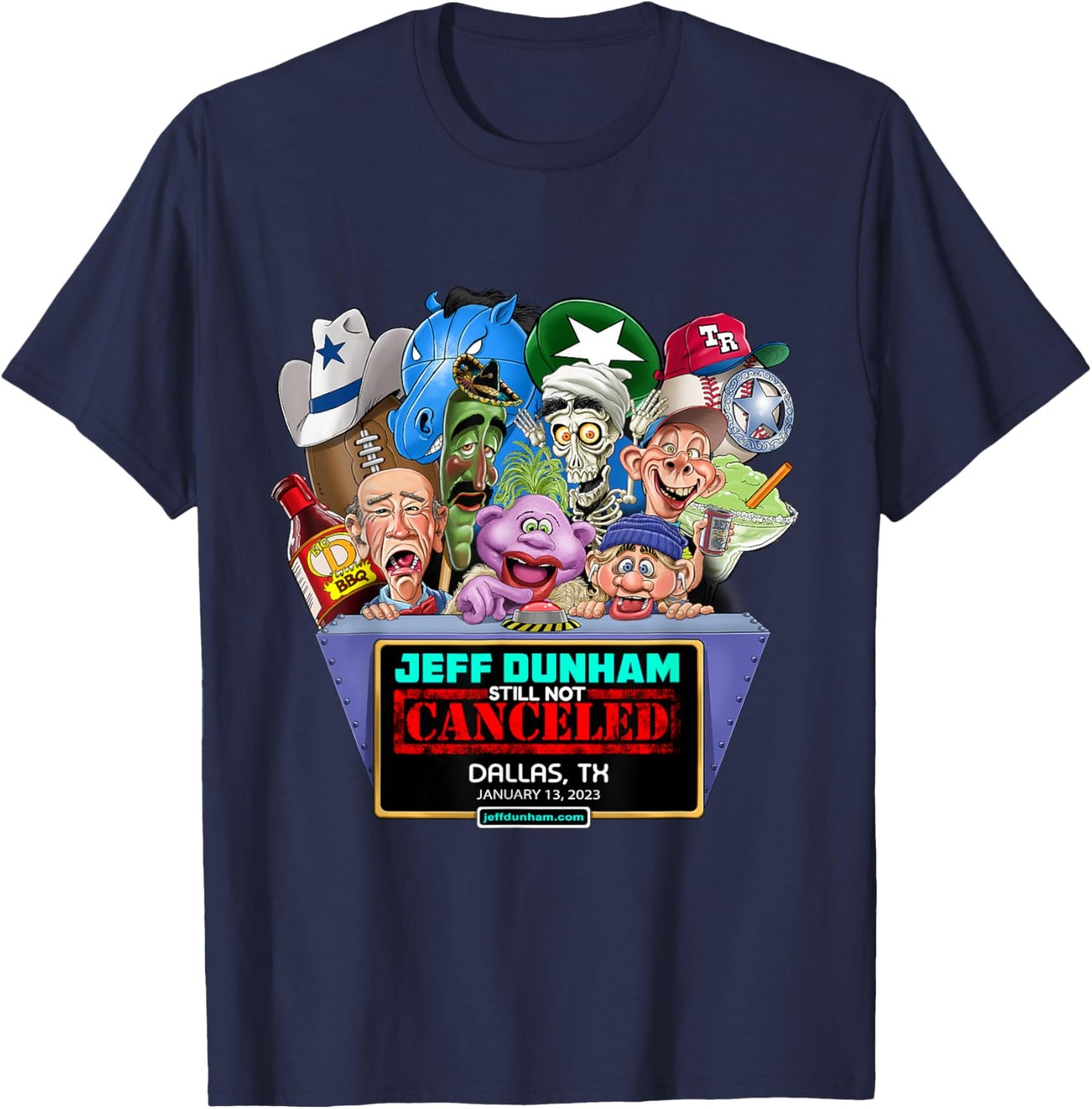 Jeff Dunham Dallas, TX (2023) T-Shirt - T-Shirt | Navy