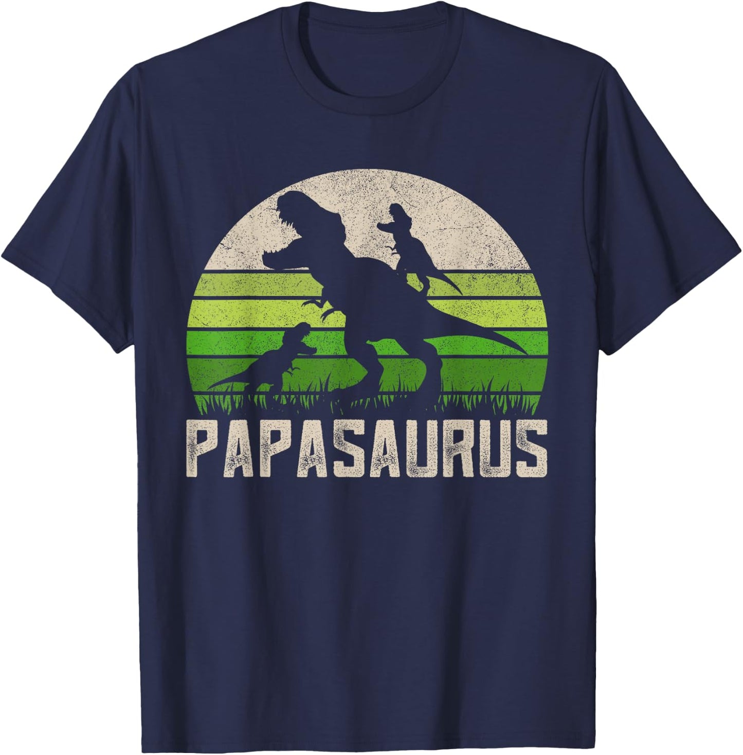 Funny Grandpa Shirts, Papasaurus Dinosaur 2 Kids Fathers Day T-Shirt - T-Shirt | Navy