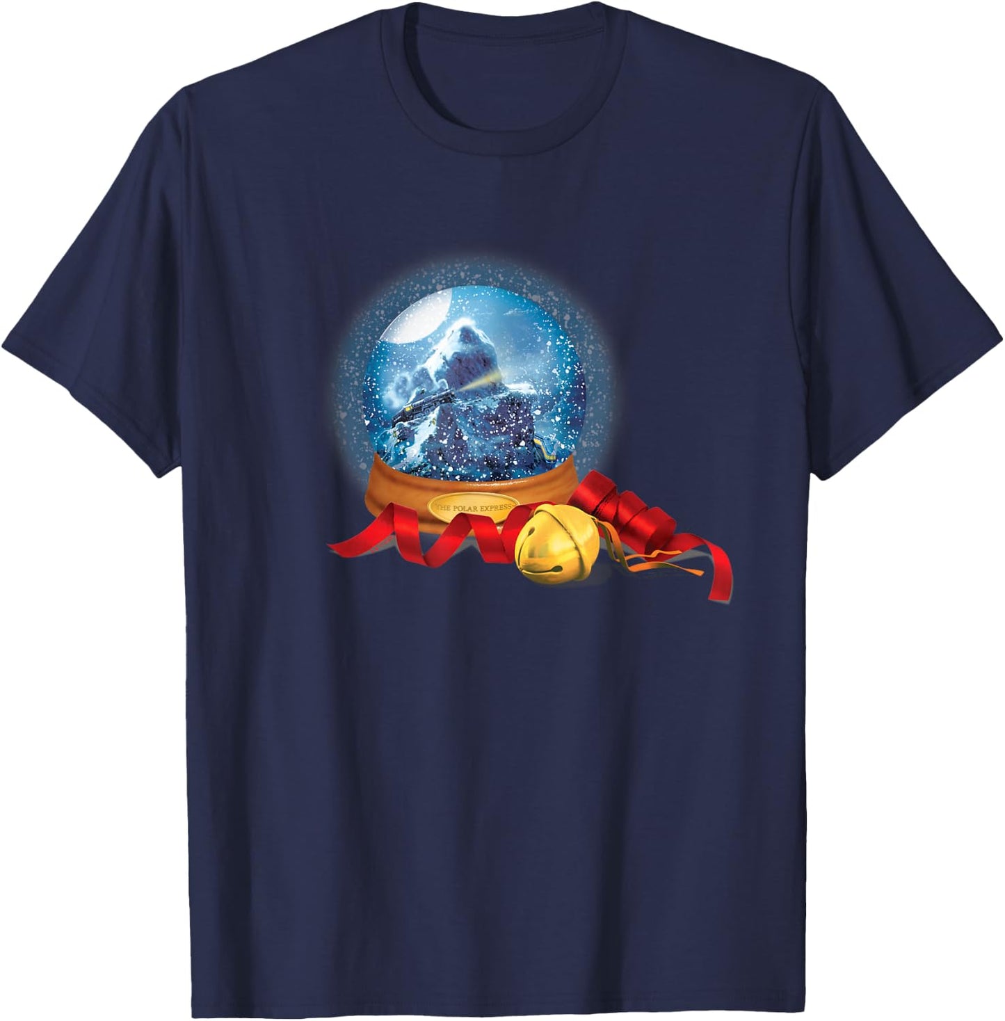 The Polar Express Christmas Snow Globe With The Sleigh Bell T-Shirt - T-Shirt | Navy