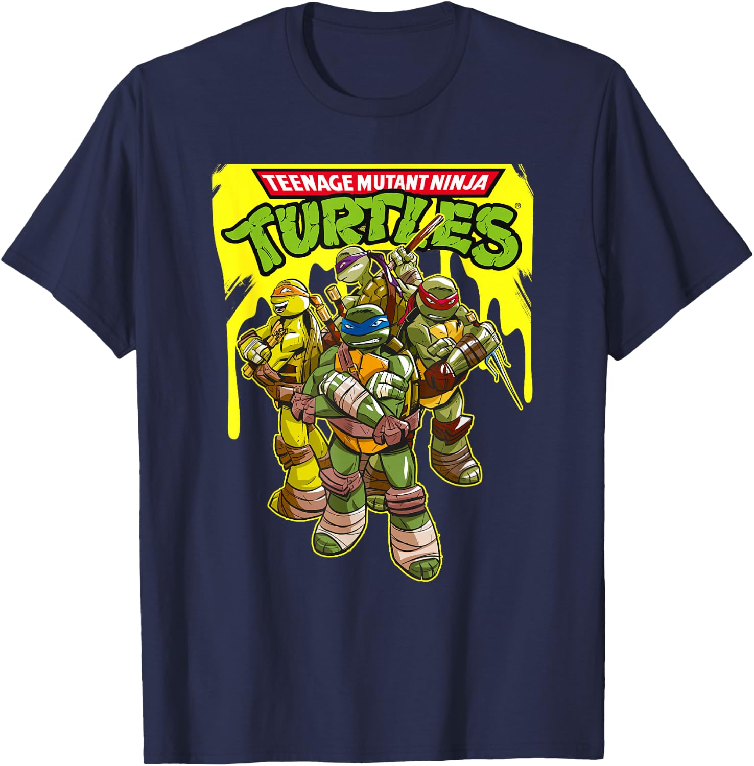 TMNT Yellow Splatter Paint T-Shirt - T-Shirt | Navy