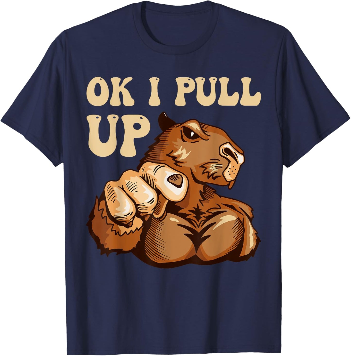 Muscular Gym Capybara Funny T-Shirt - T-Shirt | Navy