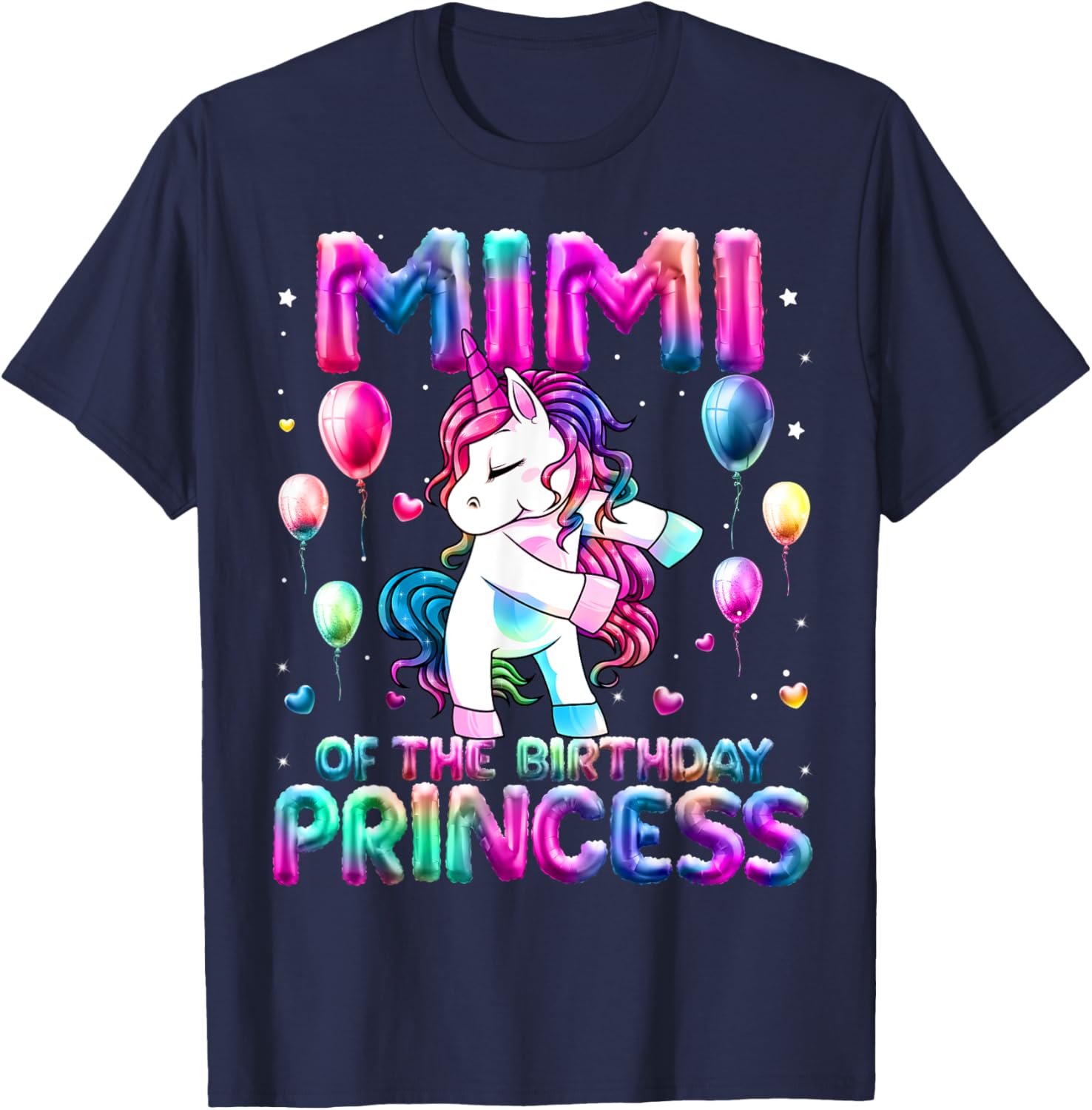 Grandma of the Birthday Princess Girl Flossing Unicorn Mimi T-Shirt - T-Shirt | Navy