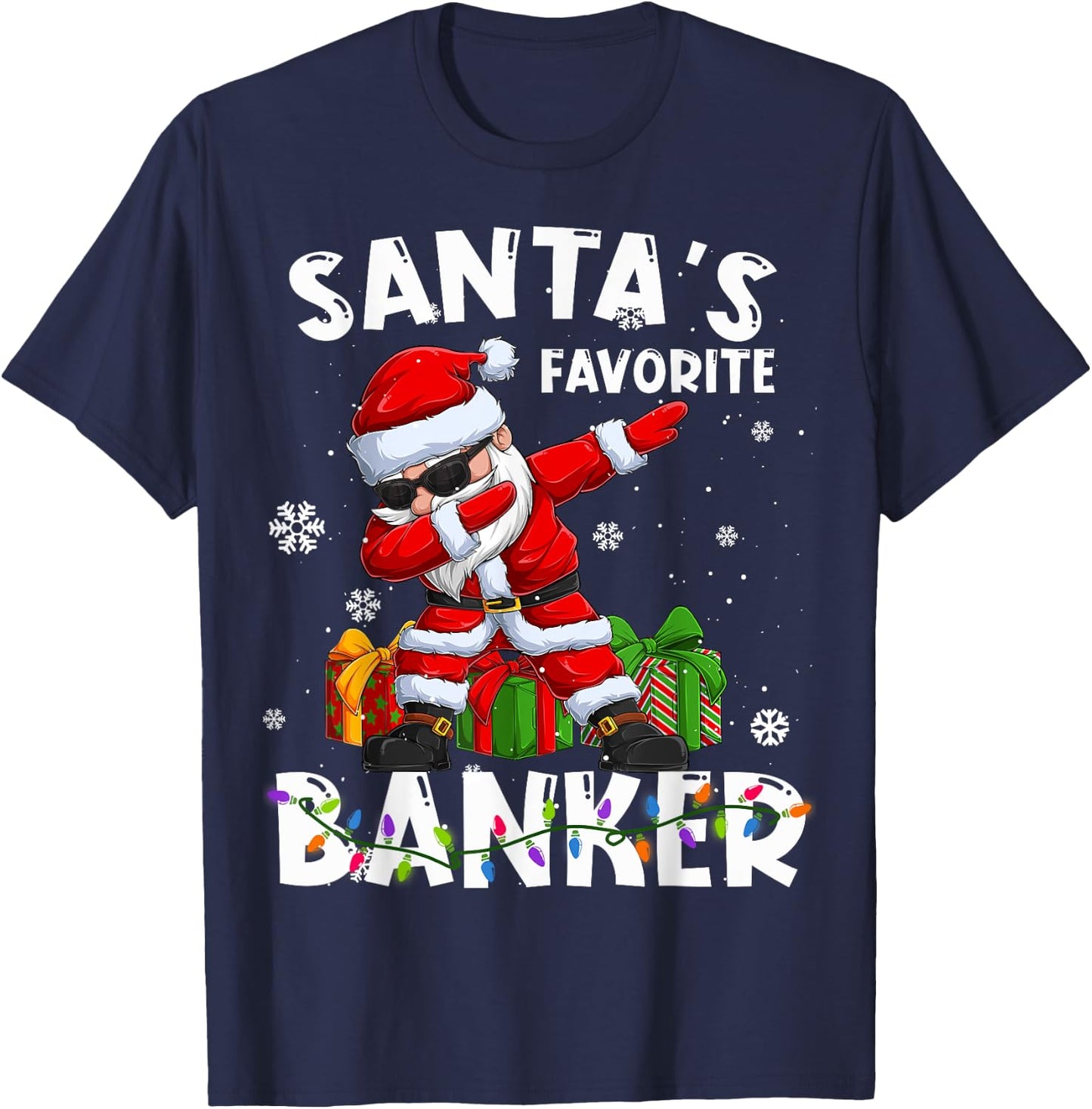 Santa's Favorite Banker Family Matching Group Christmas T-Shirt - T-Shirt | Navy