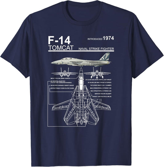 Dinosaurus Rekx F-14 Tomcat Navy Fighter Jet Graphic -Adult , Black, Small, Short Sleeve T-Shirt - T-Shirt | Navy