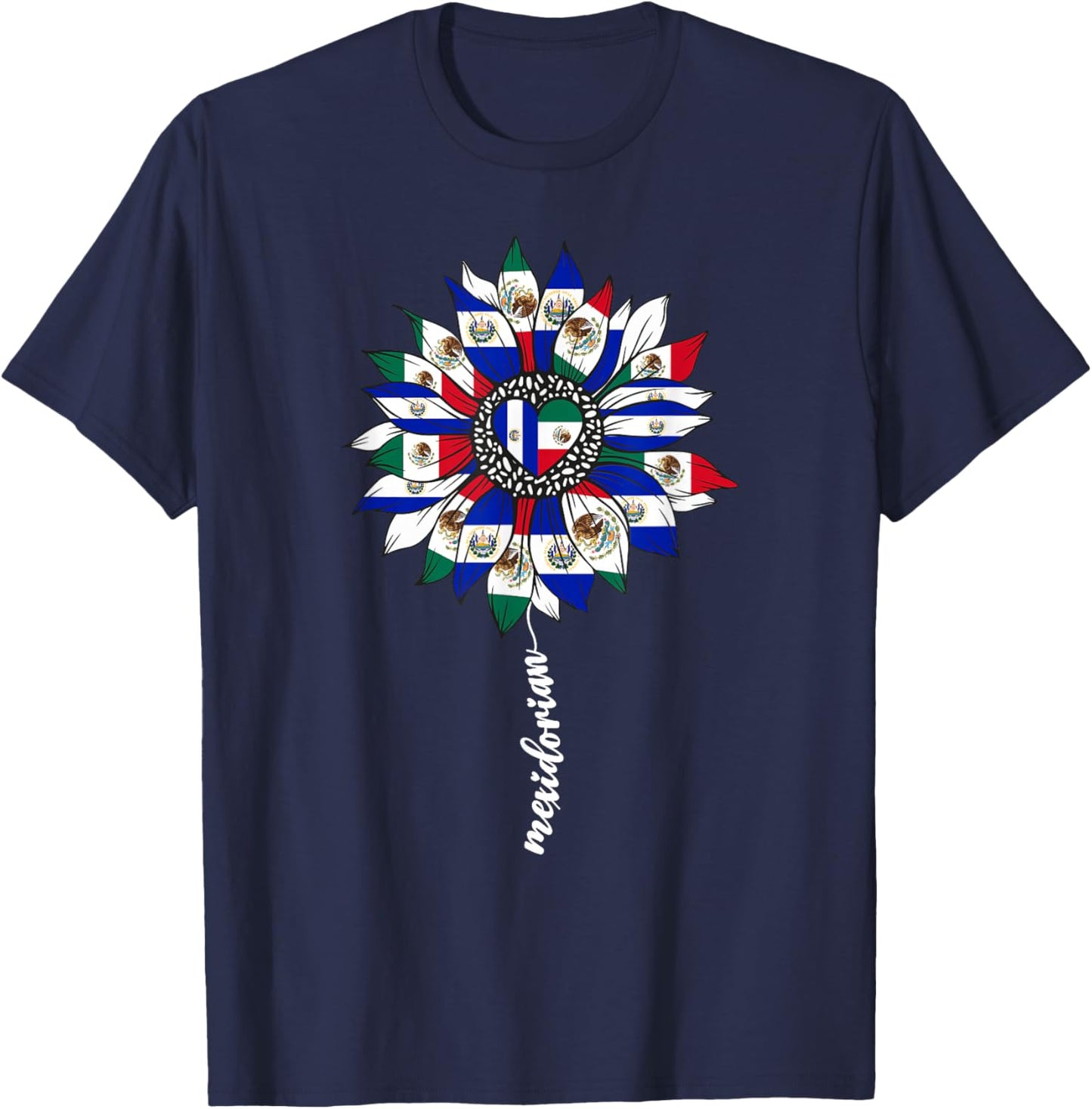 Half Mexican And Salvadorian Mexico El Salvador Flag Girl T-Shirt - T-Shirt | Navy