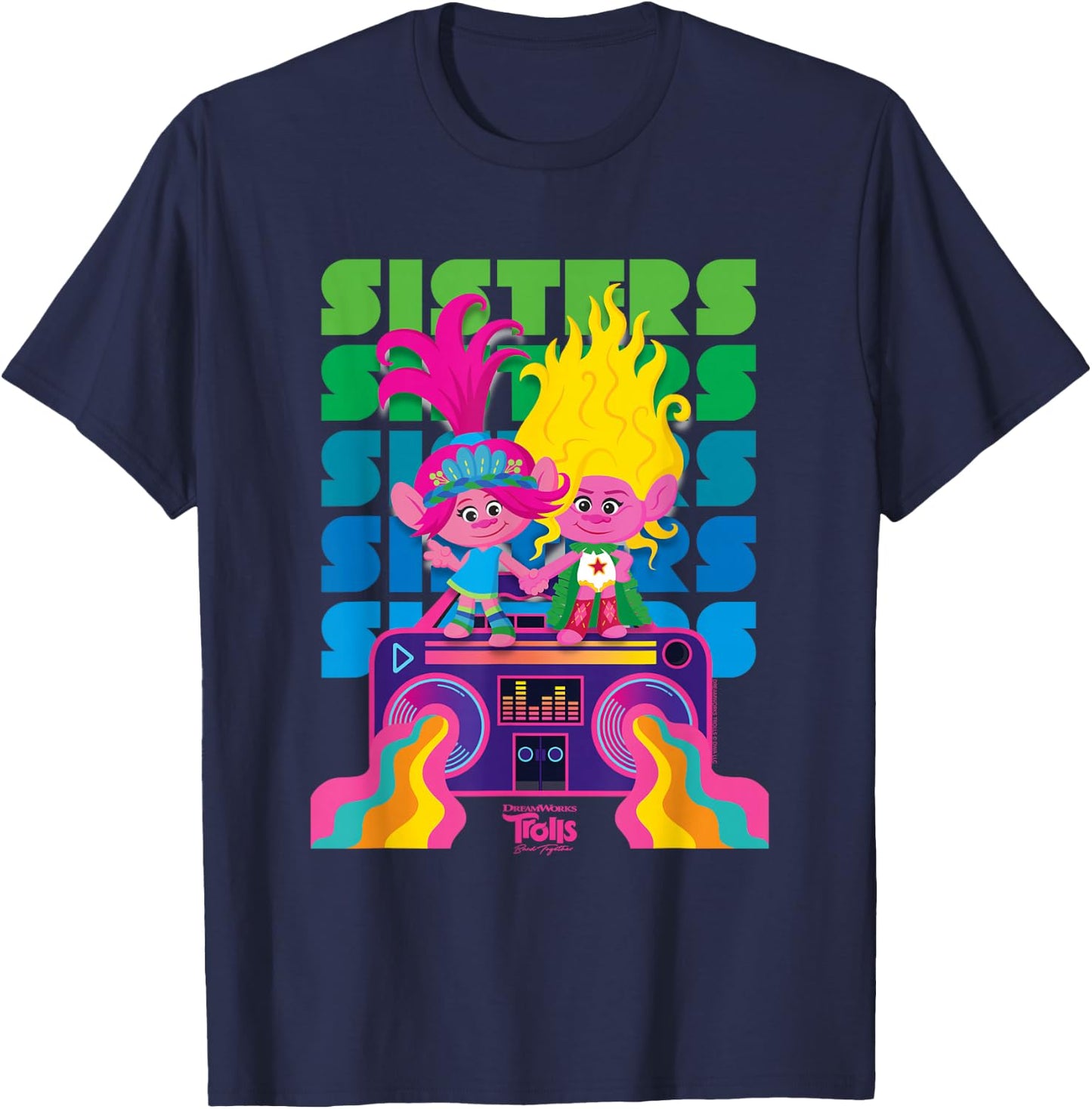 DreamWorks Trolls Band Together Poppy and Viva Sisters T-Shirt - T-Shirt | Navy