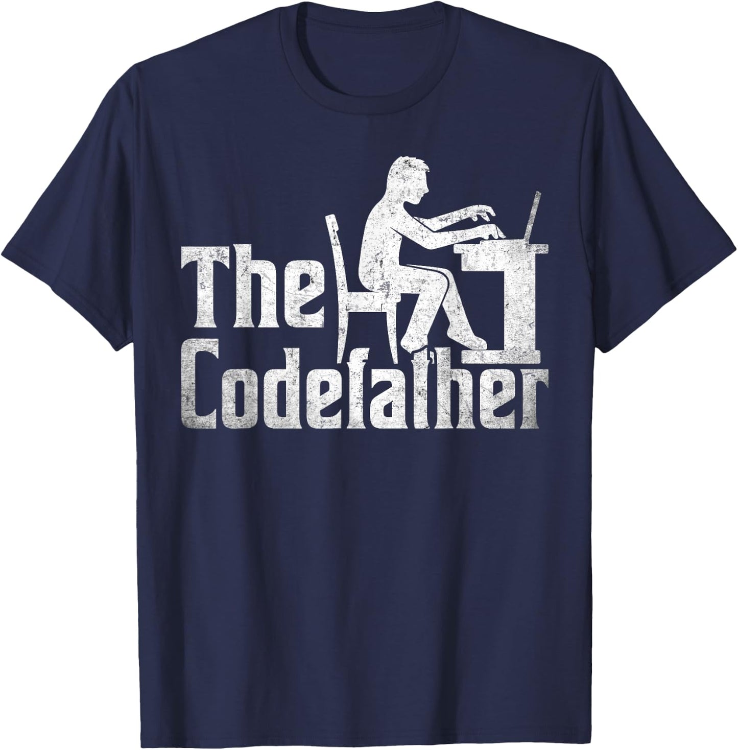 The Codefather - Vintage Funny Programmer Dad Computer Coder T-Shirt - T-Shirt | Navy