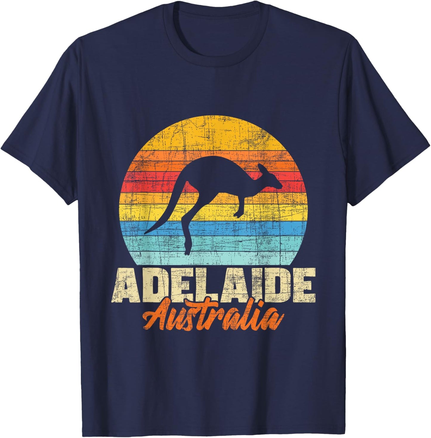 Adelaide Australia - Retro Vintage Kangaroo 70s 80s Animal T-Shirt - T-Shirt | Navy