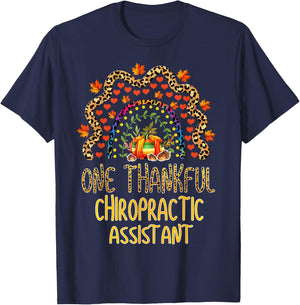Rainbow One Thankful Chiropractic Assistant Thanksgiving T-Shirt - T-Shirt | Navy