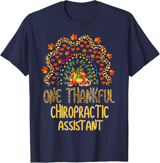 Rainbow One Thankful Chiropractic Assistant Thanksgiving T-Shirt - T-Shirt | Navy