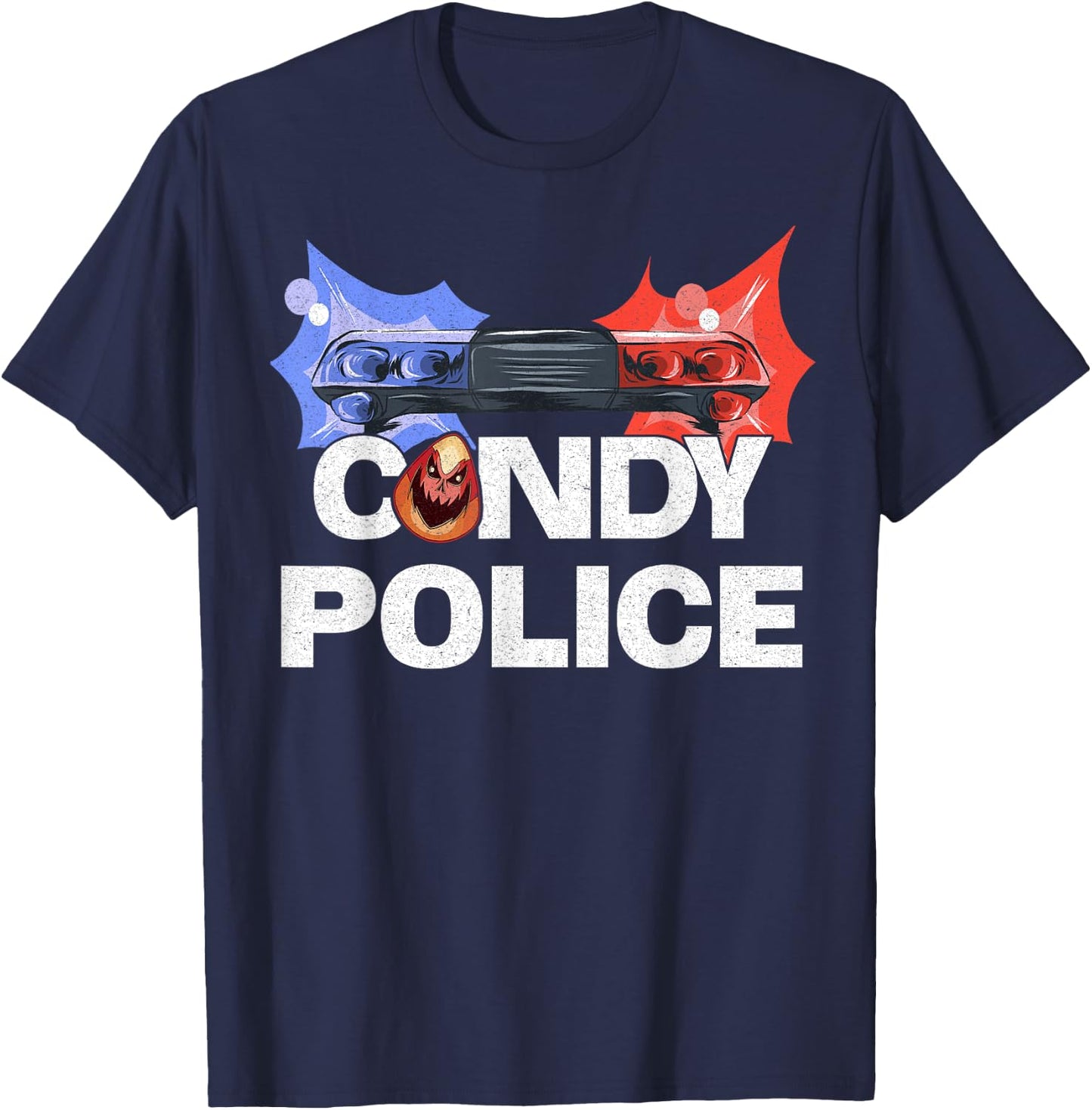 Funny Halloween Gifts Candy Police Costume T-Shirt - T-Shirt | Navy