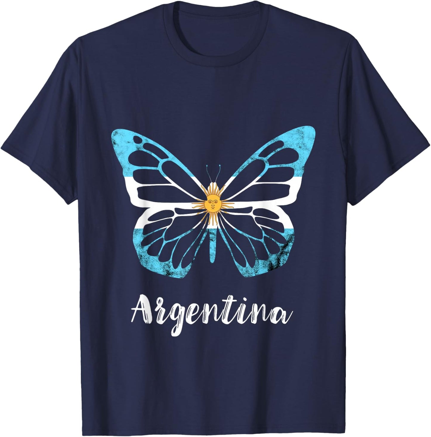 Sun Of May Butterfly Argentina Buenos Aires Argentinian Flag T-Shirt - T-Shirt | Navy
