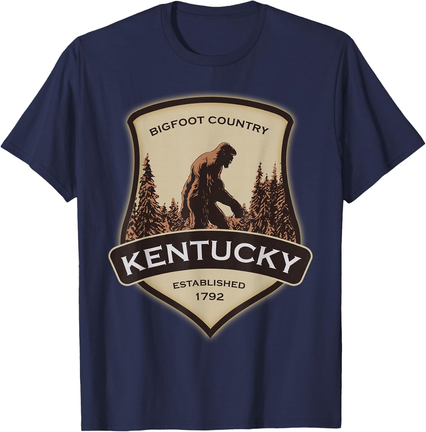 Kentucky with a Bigfoot, or a Sasquatch T-Shirt - T-Shirt | Navy