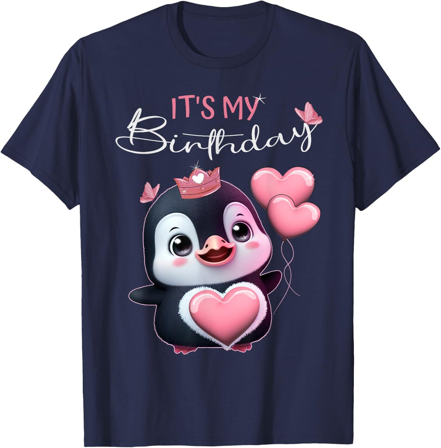 Birthday Shirt Penguin - It’s my Birthday and Girl T-Shirt - T-Shirt | Navy