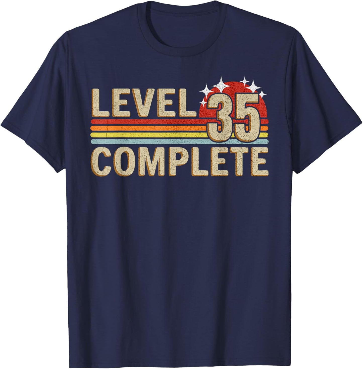 Level 35 Complete Gaming Vintage 35 Years Wedding T-Shirt - T-Shirt | Navy