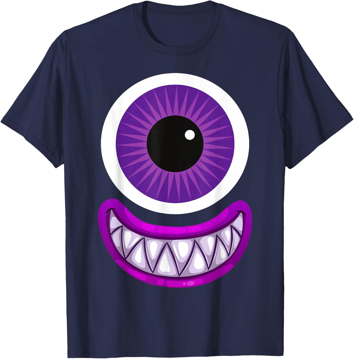 Purple Cute Monster Face Men's Women's Costume Halloween T-Shirt - T-Shirt | Navy